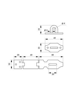 Thirard Loquet, Targette Et Moraillon De Porte-Porte-cadenas à recouvrement pour coffre et porte, acier, 120mm, zingué -