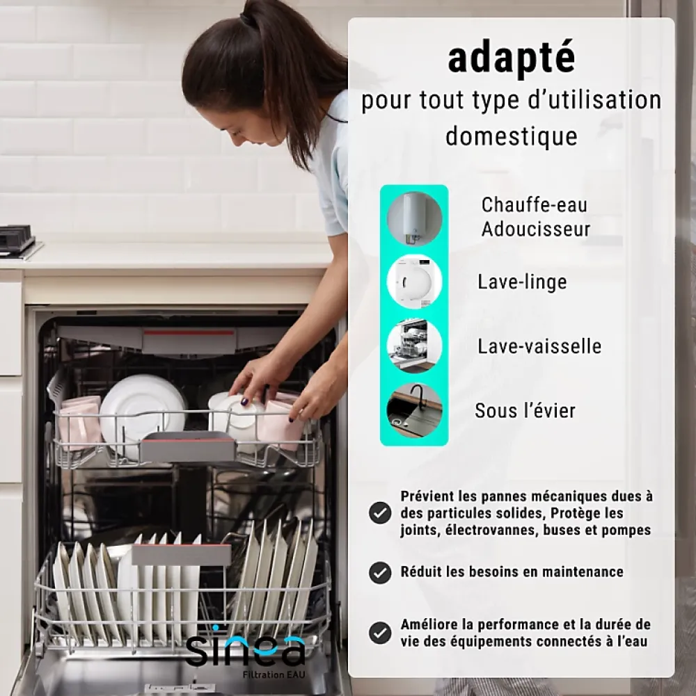 Sinea Adoucisseur D'Eau-Porte filtres à eau simple 9' 3/4 3P ECOSOFT filtration sous évier connexion 1'