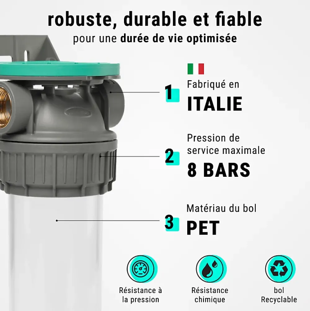 Sinea Adoucisseur D'Eau-Porte filtres à eau simple 9' 3/4 3P ECOSOFT filtration sous évier connexion 1'