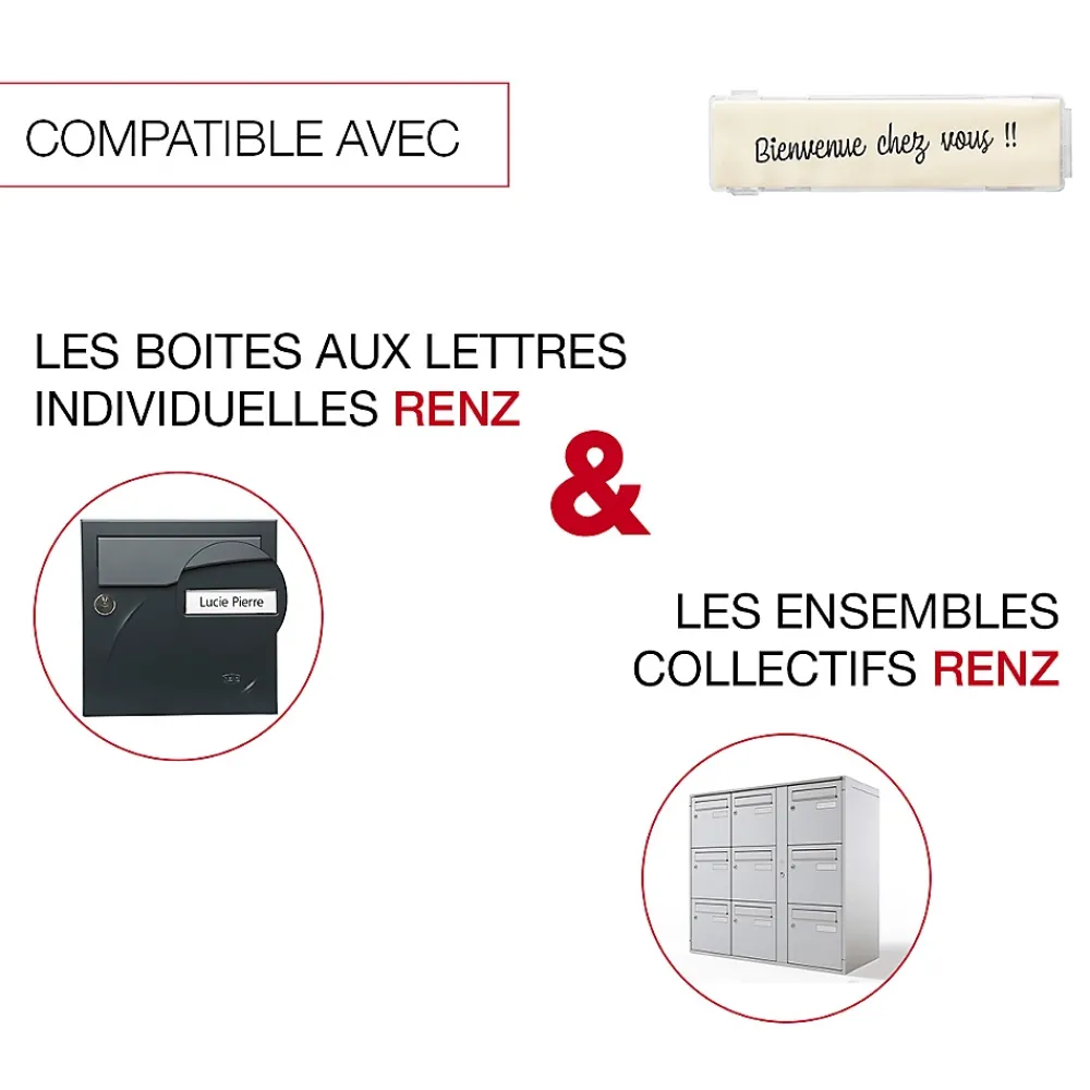 Renz Boîte Aux Lettres 2 Portes-Porte-nom normalisé à encliqueter