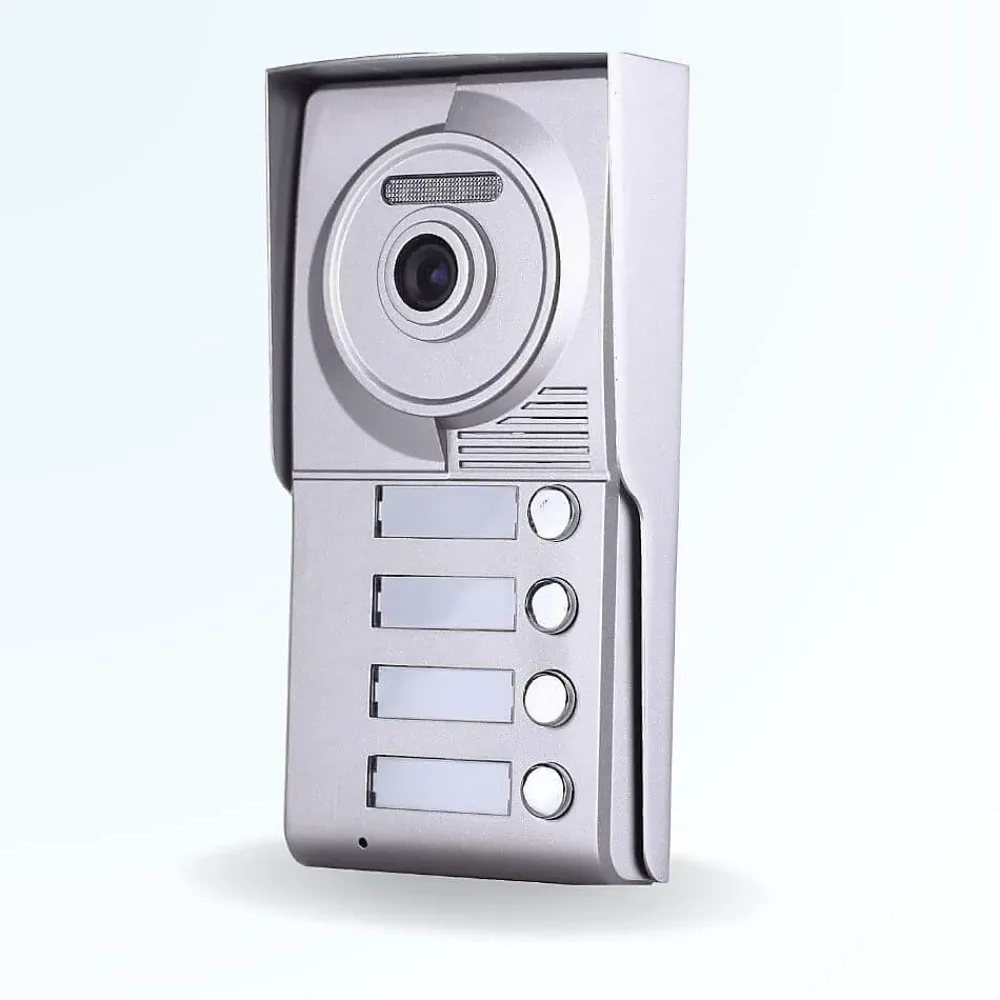 BT SECURITY Portier interphone vidéo classic 4 fils - 4 appartements - 4 écrans blancs 7" - avec mémoire photos