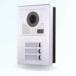 BT SECURITY Visiophone-Portier interphone vidéo modern 2 fils - 3 appartements - 3 écrans noirs - avec lecteur de badge