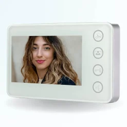 BT SECURITY Visiophone-Portier interphone vidéo modern 2 fils - 2 appartements - 2 écrans blancs - avec lecteur de badge