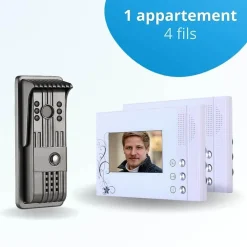 BT SECURITY Visiophone-Portier interphone vidéo pili 4 fils - 2 écrans blancs