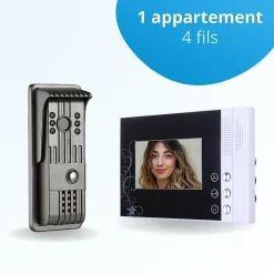 BT SECURITY Visiophone-Portier interphone vidéo pili 4 fils - 1 écran noir