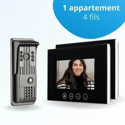 BT SECURITY Portier interphone vidéo pili 4 fils - 2 écrans noirs 7