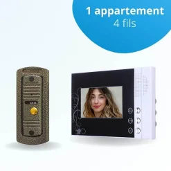 BT SECURITY Visiophone-Portier interphone vidéo pino 4 fils - 1 écran noir
