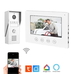 Kyf Portier Vidéo filaire connecté Wifi avec Ecran tactile 7p, 2 fils, Contrôle vocal