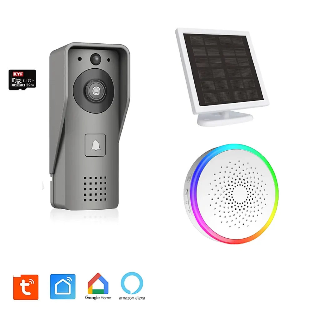 Kyf Portier Vidéo Solaire connecté Wifi avec Carillon intérieur 60 mélodies