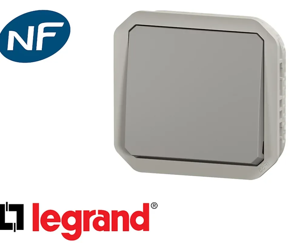 Legrand Interrupteur Étanche-Poussoir simple Plexo™ gris composable