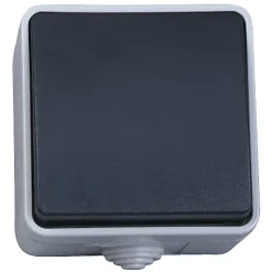 Interrupteur Étanche-Poussoir étanche 10 A. Appareillage étanche saillie IP 54 gris