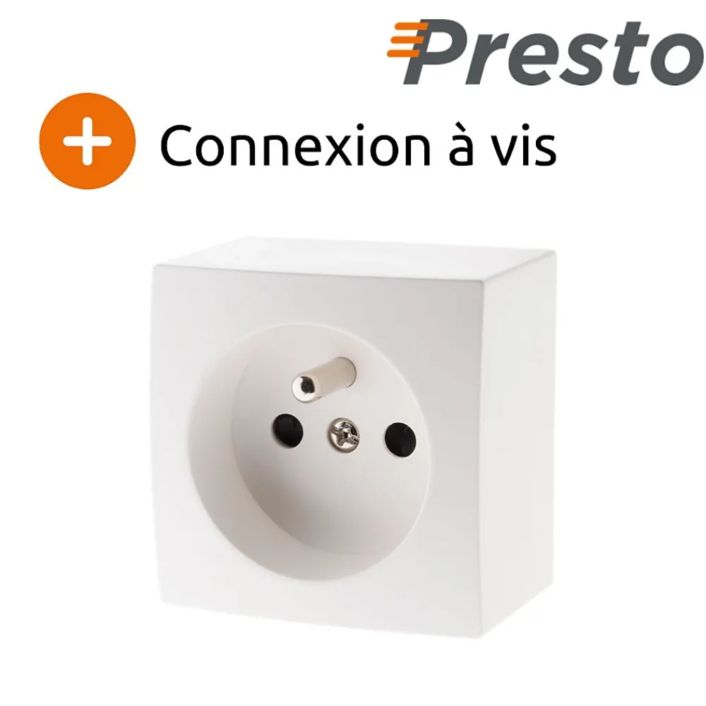 Zenitech Boite D'Encastrement-Prise 16A 2P+T en saillie - blanc - Presto -