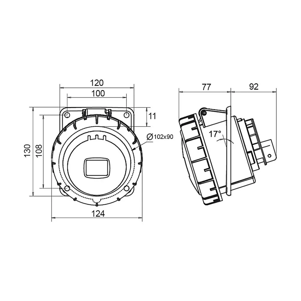 Ide Prise 125a Tétrapolaire 3p+n+t Encastrable - étanche Ip67 -