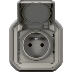 Legrand Prise avec clapet Plexo gris à griffes