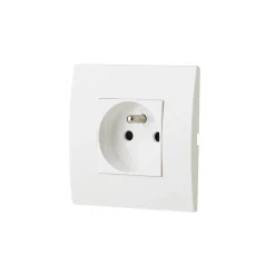 Prise avec terre blanc complet, lot de 5
