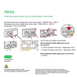 Schneider Electric Prise avec terre + interrupteur va-et-vient complets saillie Alréa blanc