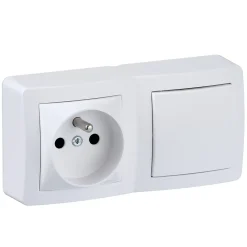 Schneider Electric Prise avec terre + interrupteur va-et-vient complets saillie Alréa blanc