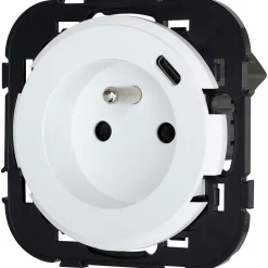 Jacobsen Prise Encastrable-Prise avec terre + 1 x USB-C Espen blanc à composer