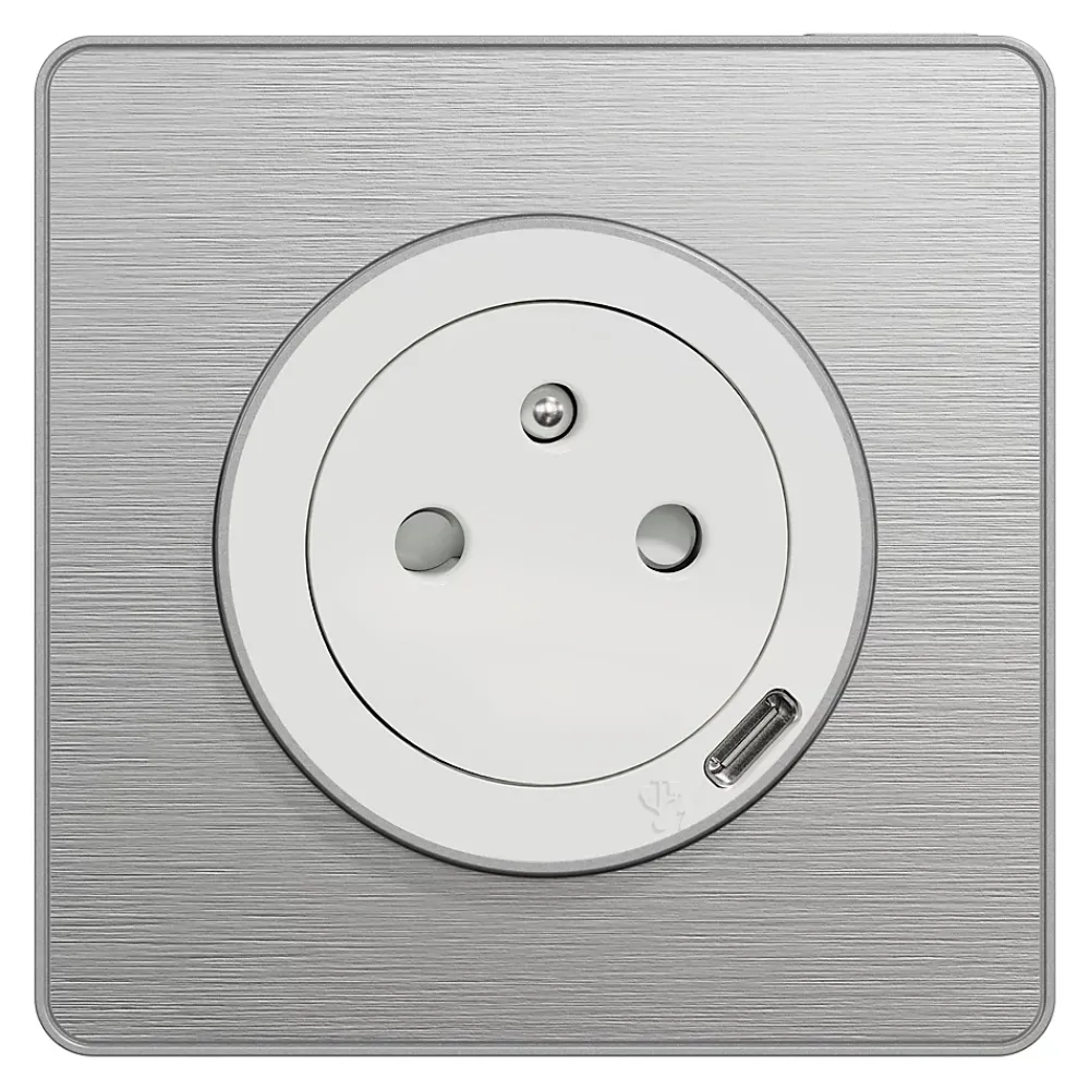 Schneider Electric Prise de courant avec terre affleurante + usb C 10.5W Odace blanc
