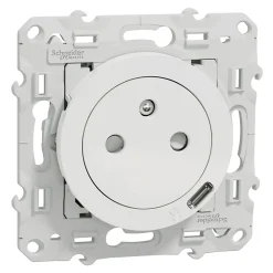 Schneider Electric Prise de courant avec terre affleurante + usb C 10.5W Odace blanc