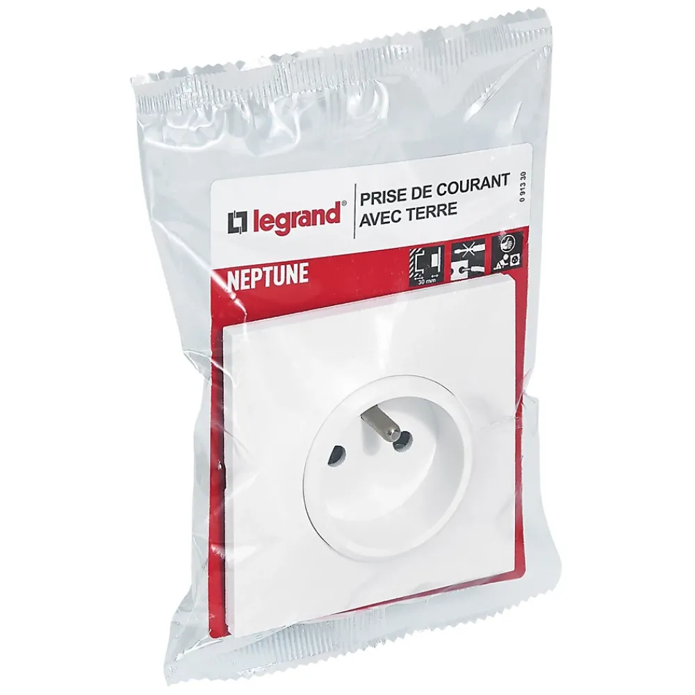 Legrand Prise Encastrable-Prise de courant avec terre Neptune 0 913 30 couleur blanc 16 A 250 V