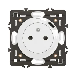 Legrand Prise de courant avec terre + 1 USB-C Céliane blanc