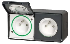 Schneider Electric Prise de courant double avec 2 pôles + terre étanche complète saillie Mureva Styl anthracite