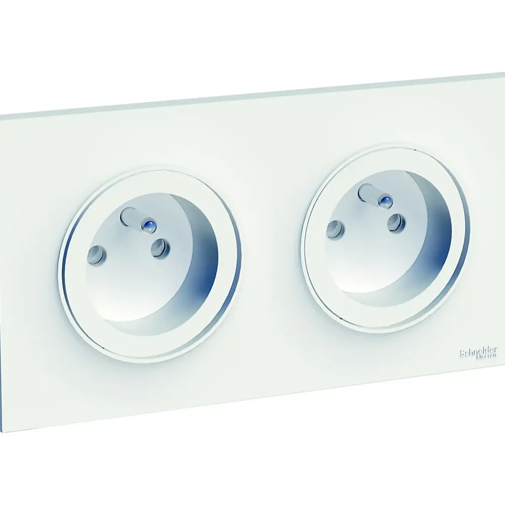 Schneider Electric Prise de courant double avec terre complète Odace blanc