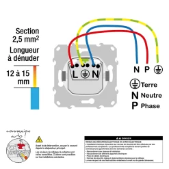 Schneider Electric Prise de courant double avec terre complète Odace blanc