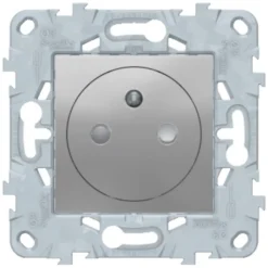 Schneider Electric Prise de courant 2 pôles + terre affleurante connexion rapide 16A Unica Déco aluminium