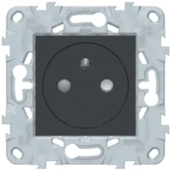 Schneider Electric Prise de courant 2 pôles + terre affleurante connexion rapide 16A Unica Déco anthracite