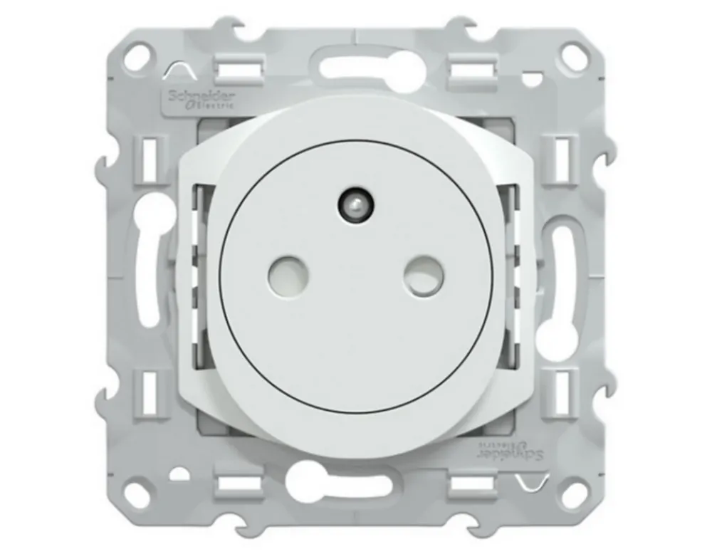 Schneider Electric Prise Encastrable-Prise de courant 2 pôles + terre affleurante 16A Ovalis blanc