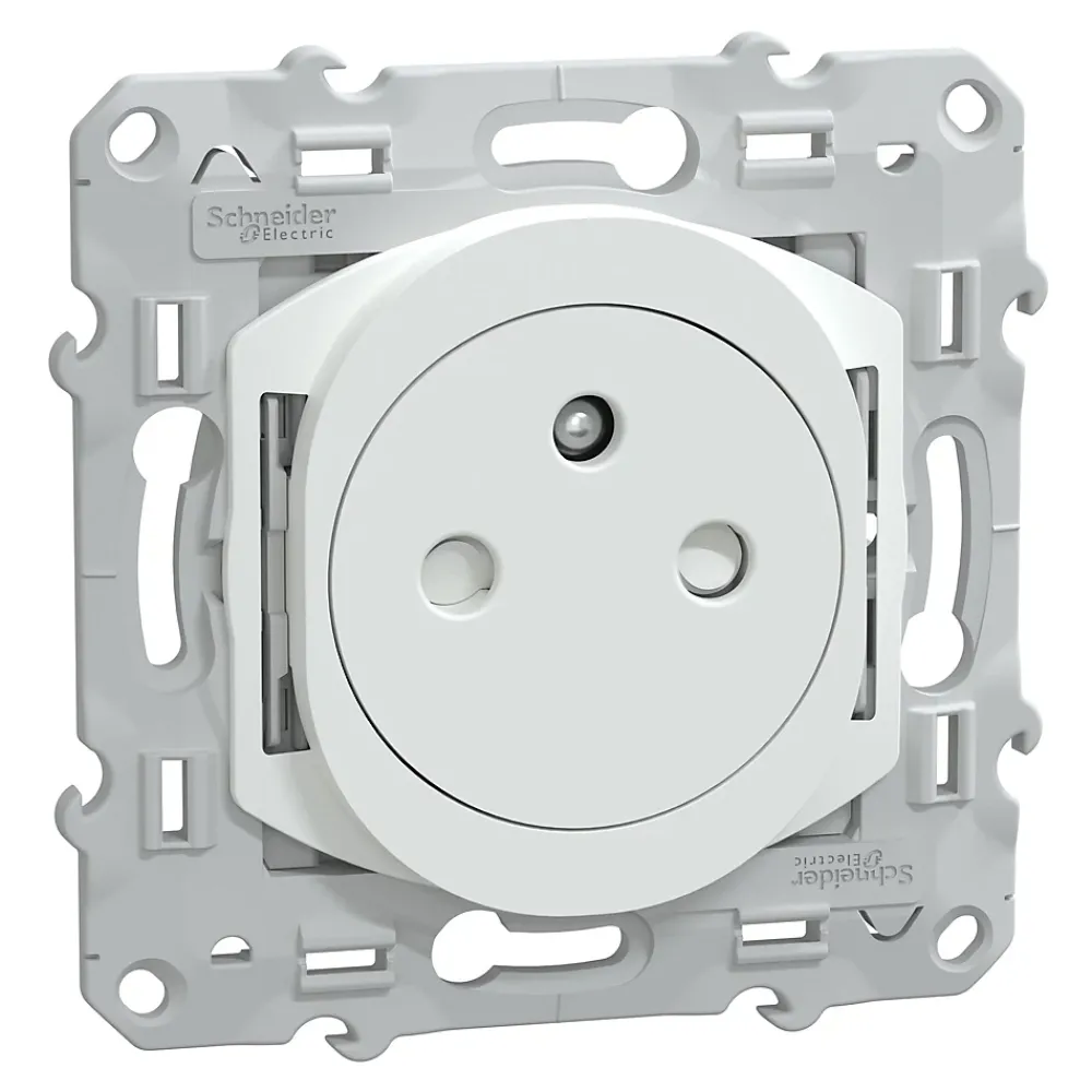 Schneider Electric Prise Encastrable-Prise de courant 2 pôles + terre affleurante 16A Ovalis blanc