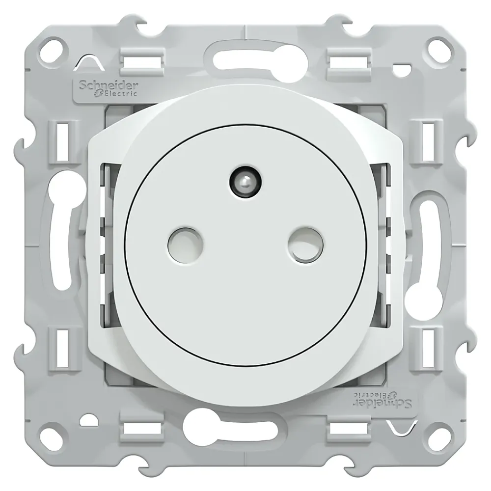 Schneider Electric Prise Encastrable-Prise de courant 2 pôles + terre affleurante 16A Ovalis blanc