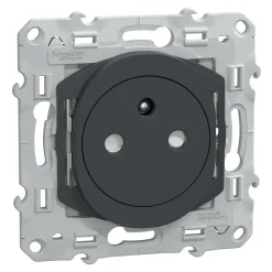 Schneider Electric Prise Encastrable-Prise de courant 2 pôles + terre affleurante avec griffes  Ovalis anthracite