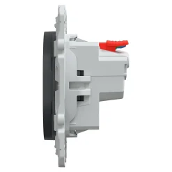 Schneider Electric Prise de courant 2 pôles + terre affleurante 16A Ovalis anthracite
