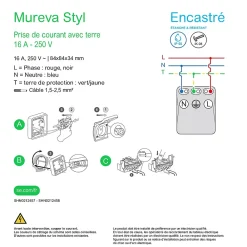 Schneider Electric Prise de courant 2 pôles + terre étanche complète encastrée Mureva Styl anthracite