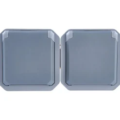 Legrand Interrupteur Étanche-Prise de courant étanche - Plexo - Composable - - 2 x 2P+T - 16 A - Gris - IP55 - Horizontale - Précâblée