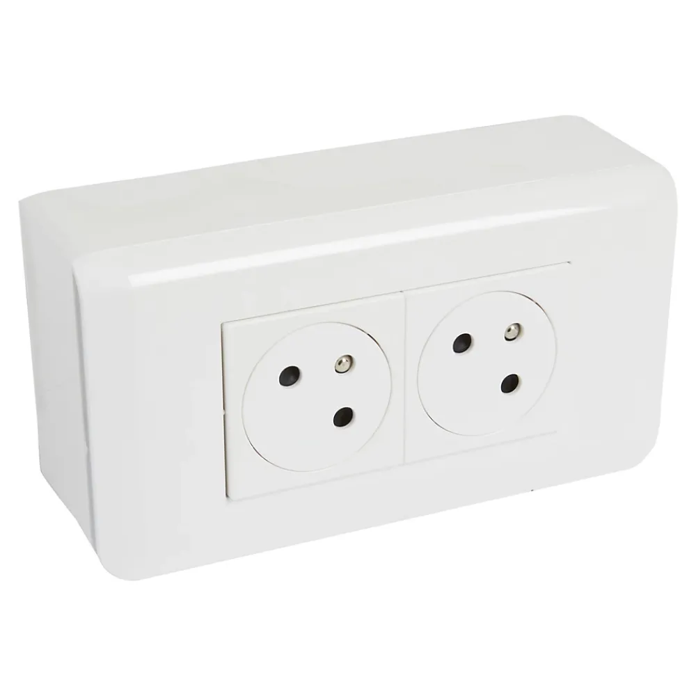Legrand Prise deux pôles + terre Mosaïc en saillie, lot de 2
