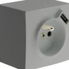 Prise en saillie 2P+T avec chargeur USB métal