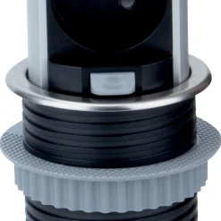 Cuisissimo Prise Encastrable-Prise plan de travail SKY - Bloc 3 prises + 2 USB-A rétractable inox et noir
