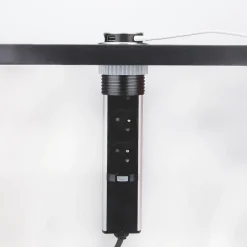 Cuisissimo Prise Encastrable-Prise plan de travail SKY - Bloc 3 prises + 2 USB-A rétractable inox et noir