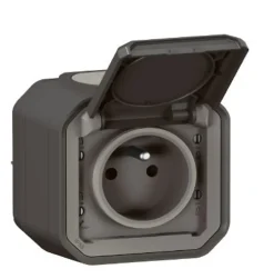 Legrand Prise 2 pôles avec terre complet saillie Plexo anthracite