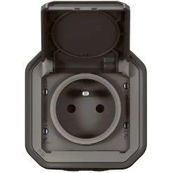 Legrand Prise 2 pôles avec terre complet saillie Plexo anthracite