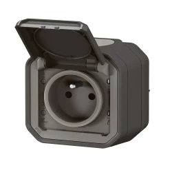 Legrand Prise 2 pôles avec terre complet saillie Plexo anthracite