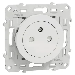 Schneider Electric Prise 2 pôles + terre affleurante connexion rapide Odace blanc