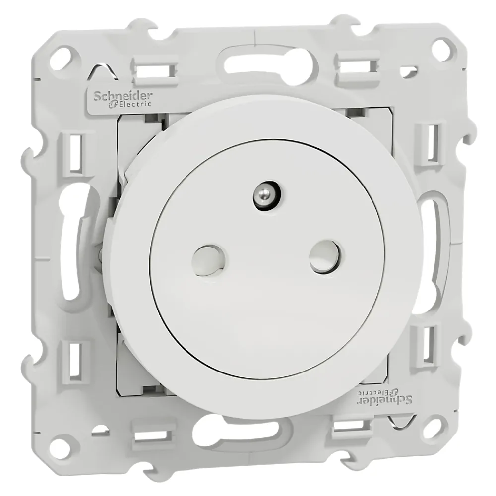 Schneider Electric Prise 2 pôles + terre affleurante connexion rapide Odace blanc