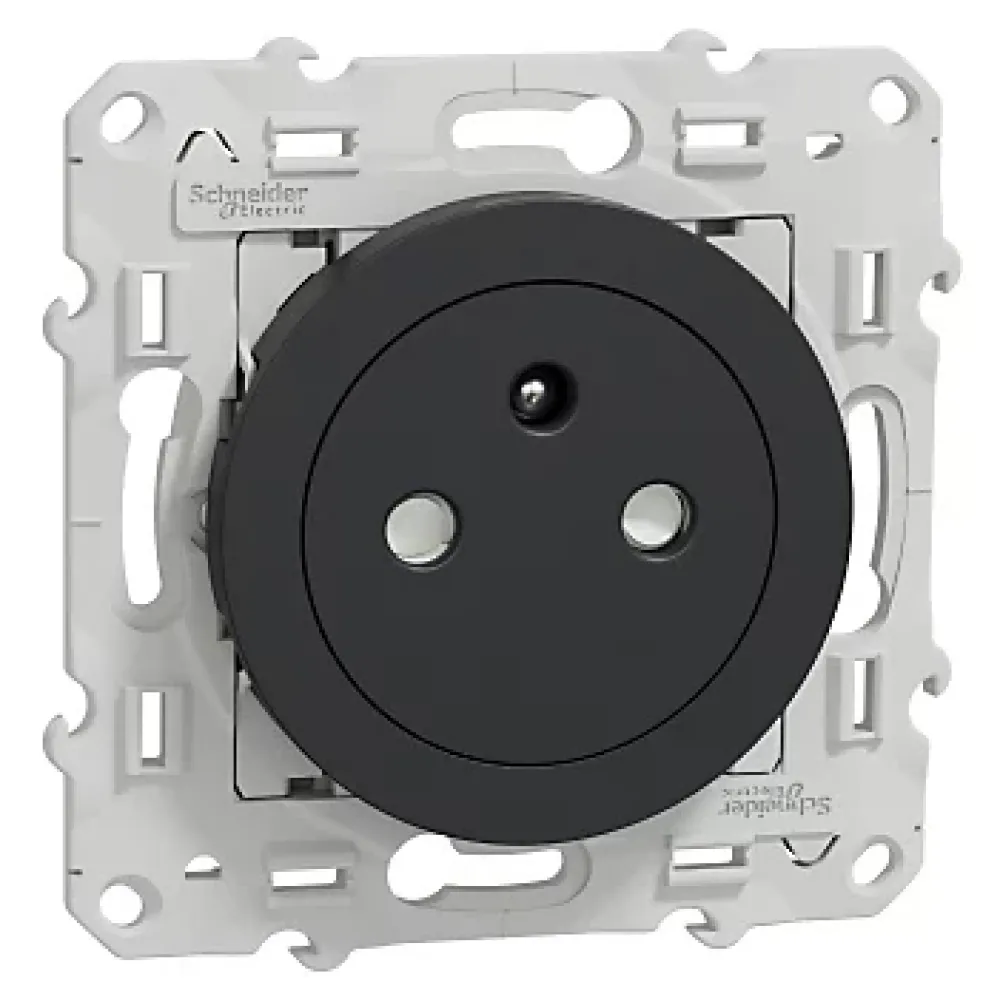 Schneider Electric Prise 2 pôles + terre affleurante connexion rapide Odace anthracite