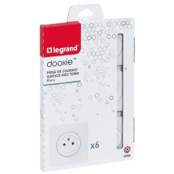 Legrand Prise 2 pôles + terre Dooxie, 6 pièces