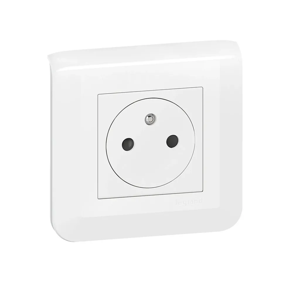 Legrand Prise 2 pôles + terre à vis Mosaïc blanc